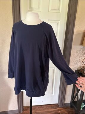 Navy Blue Eileen Fisher Organic Cotton Oversized Sweatshirt